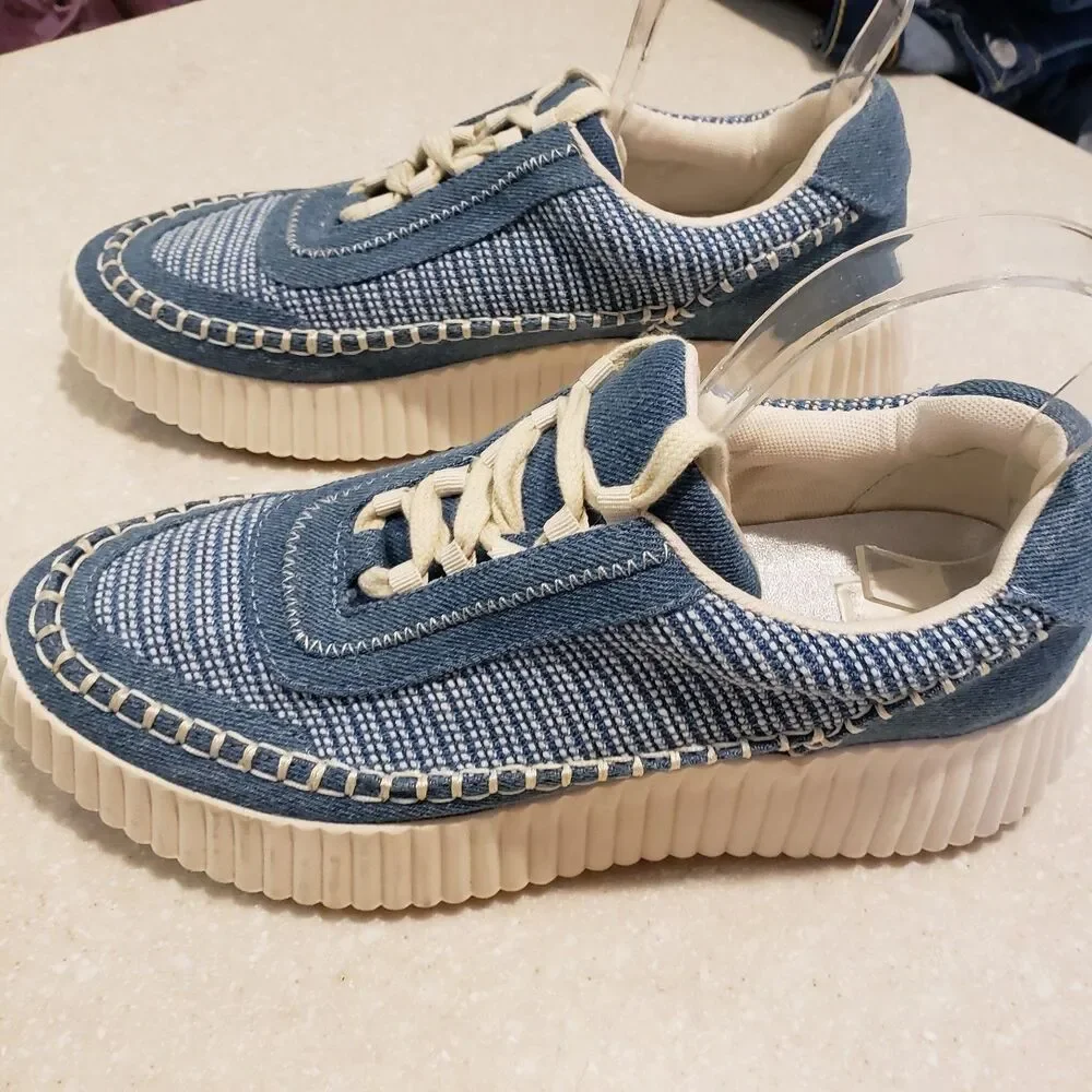 Dolce Vita Dolen Women's Platform Blue Denim Sneaker Size 9.5